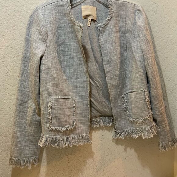 Rebecca Taylor Slub Suiting Jacket - Dove Grey - Size 4 - Picture 4 of 9